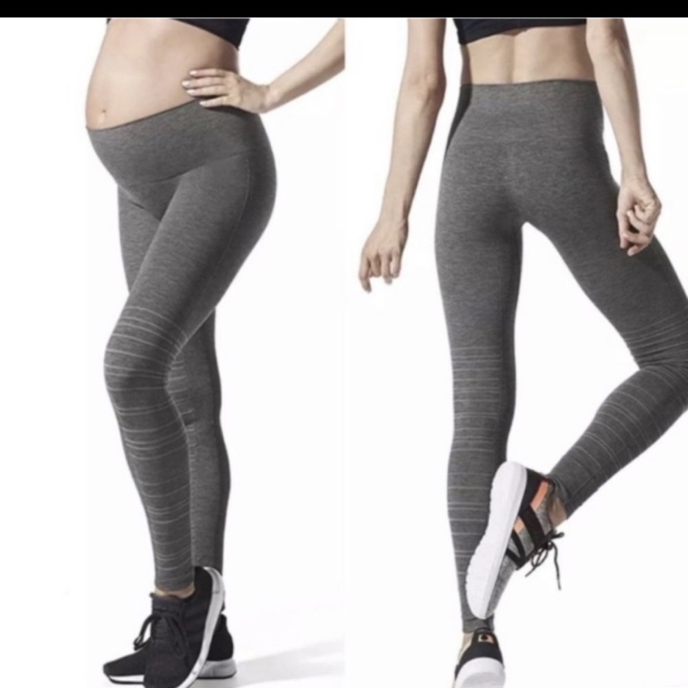 BLANQI High Waisted Hipster Cuffed Leggings Gray Medium